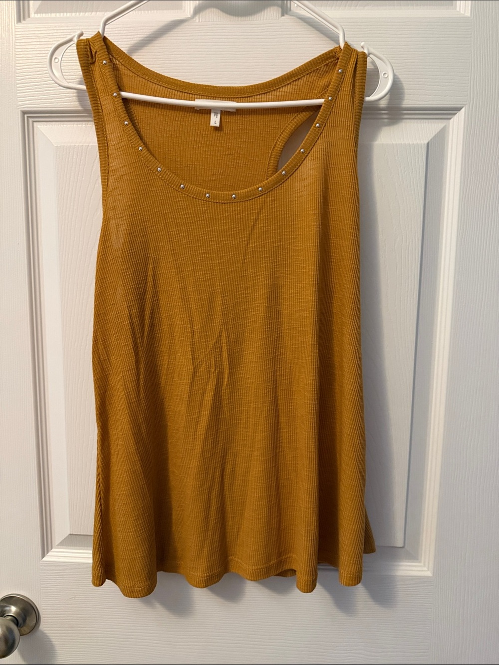 Maurices Mustard Ribbed Tank with Stud Accent
